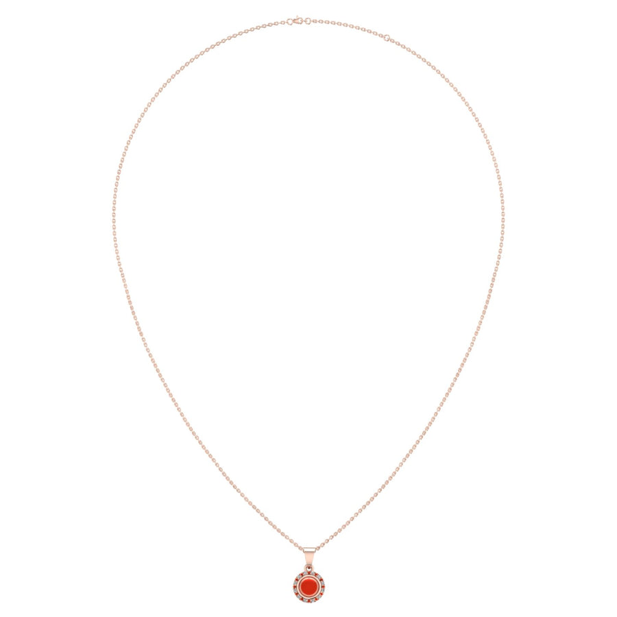 Divine Halo Pendant - Red Coral Round