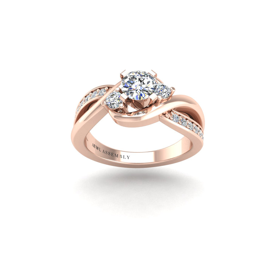 Triskele Three-Stone Bridal Ring - Diamond Round