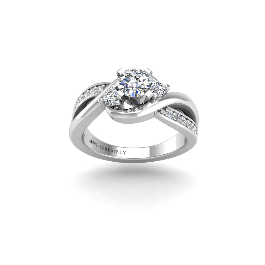 Triskele Three-Stone Bridal Ring - Diamond Round