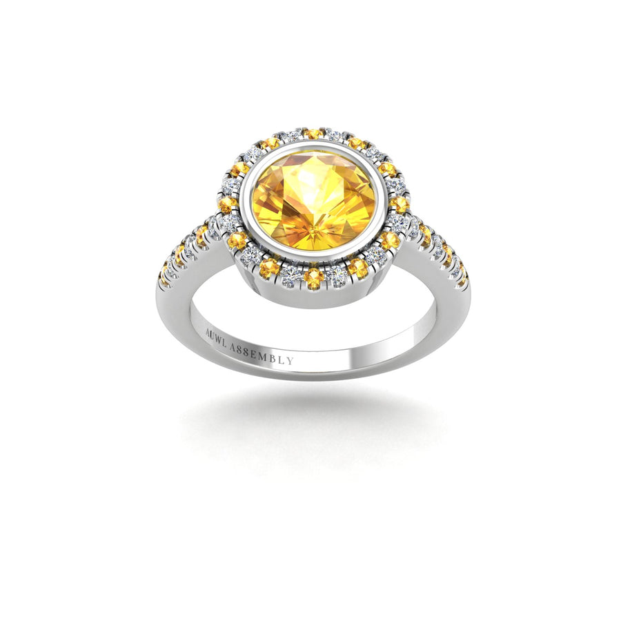 Starry Halo Ring - Yellow Sapphire Round
