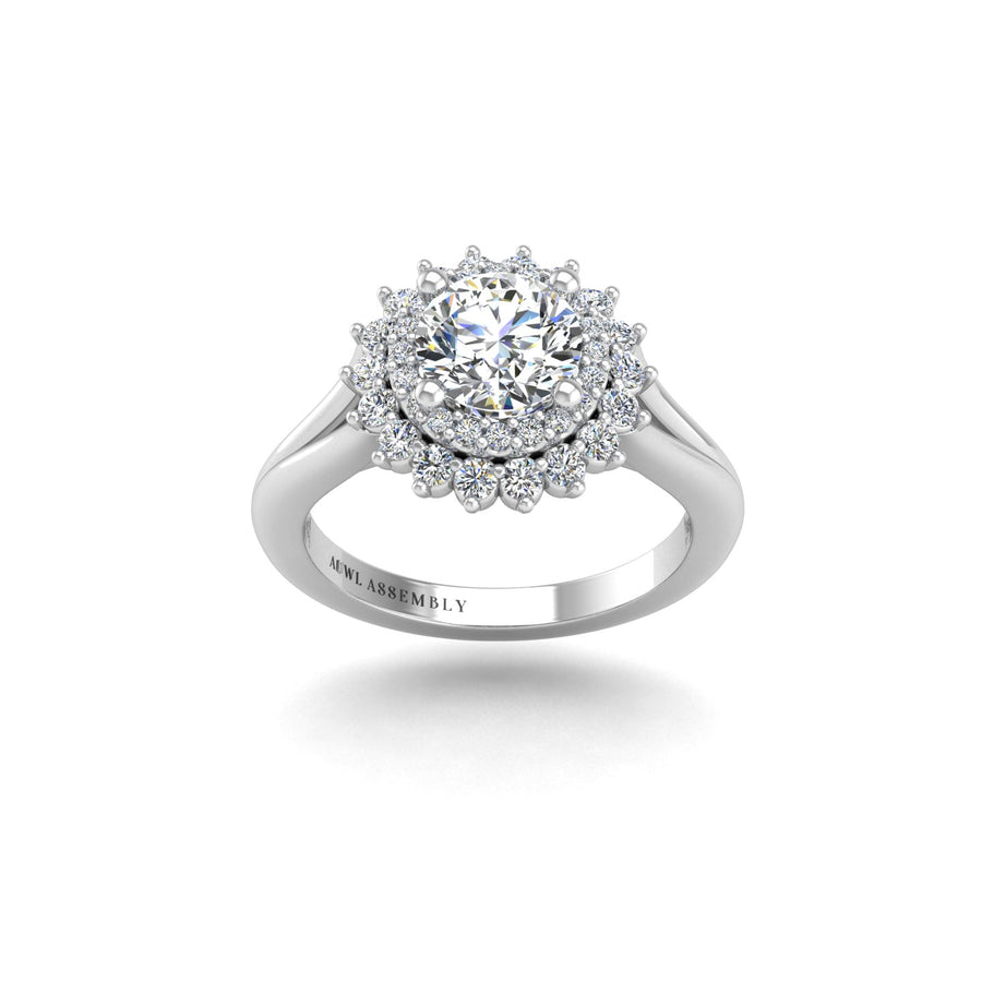 Sun and Stars Double Halo Ring - Diamond Round