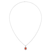 Divine Halo Pendant - Red Coral Oval