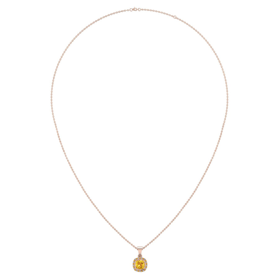 Divine Halo Pendant - Yellow Sapphire Cushion