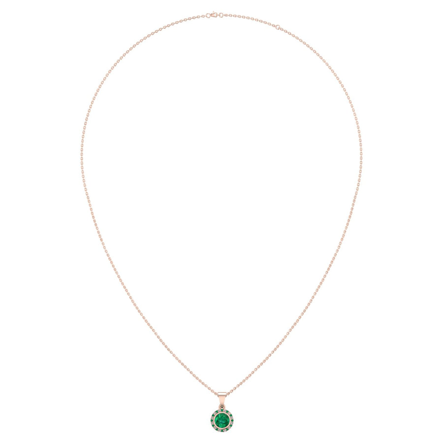 Divine Halo Pendant - Emerald Round