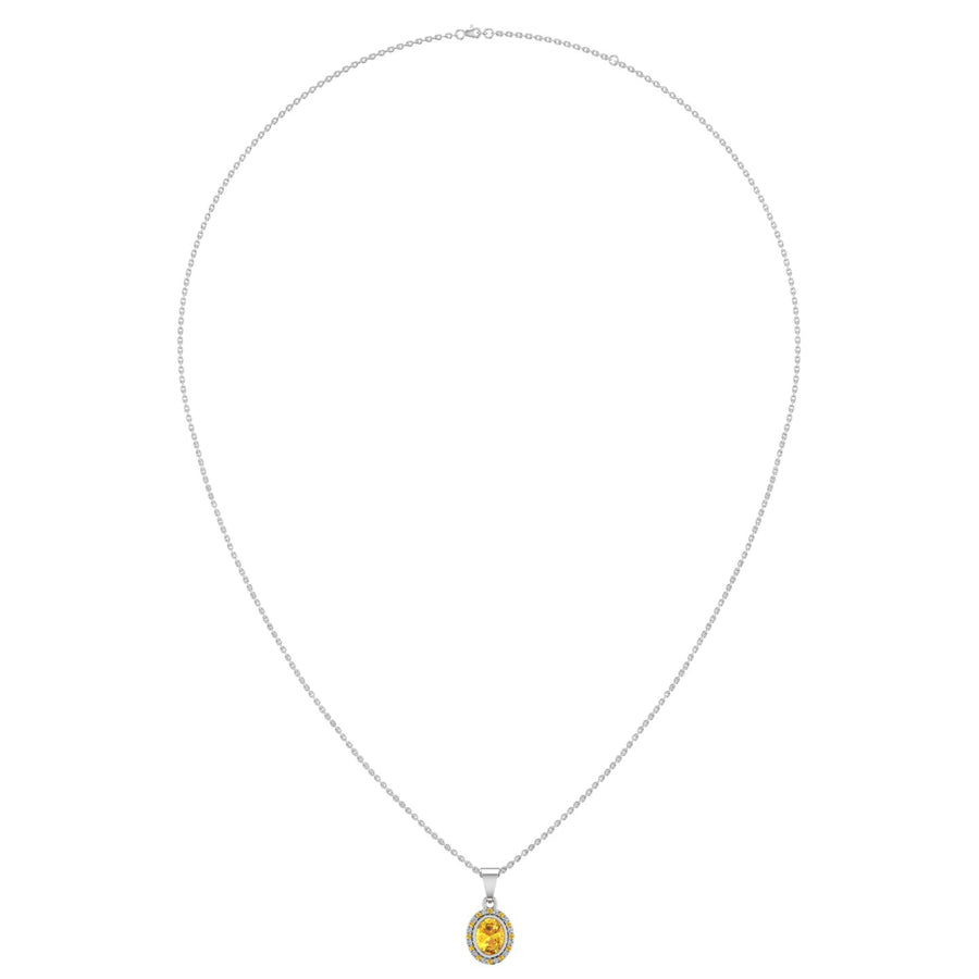 Divine Halo Pendant - Yellow Sapphire Oval