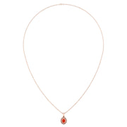 Divine Halo Pendant - Red Coral Oval