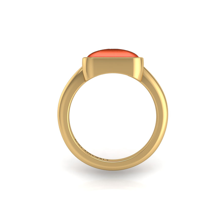 Celestial Solitaire Ring - Red Coral Trillion