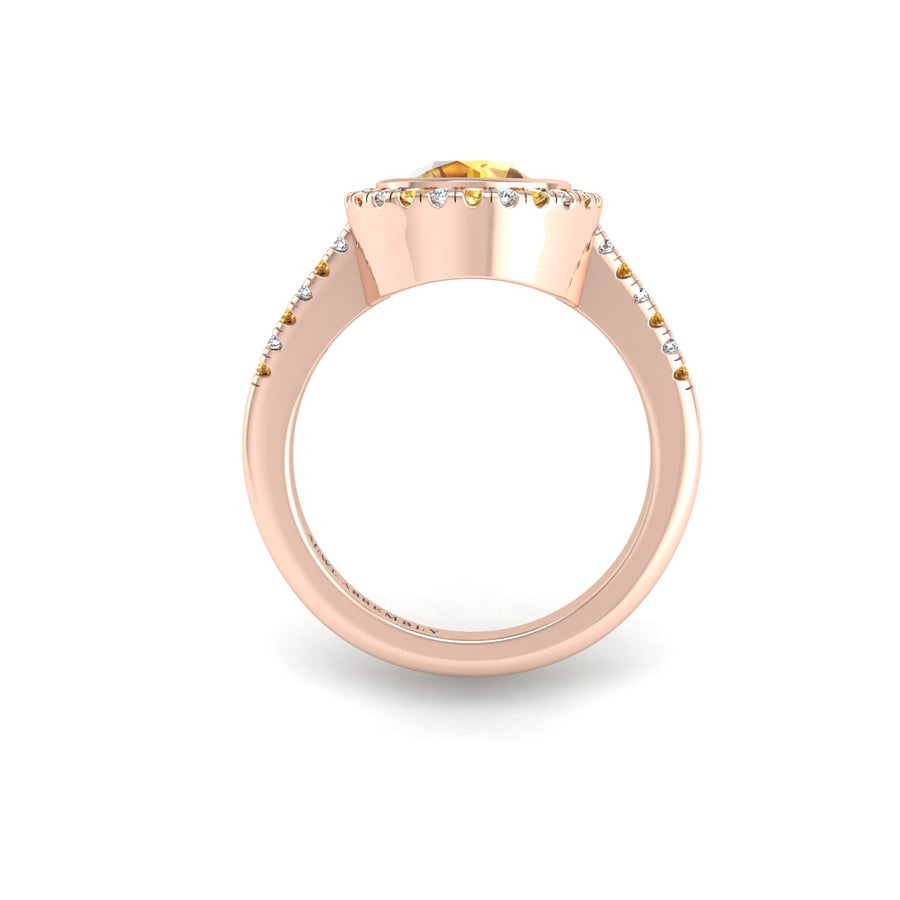 Starry Halo Ring - Yellow Sapphire Round