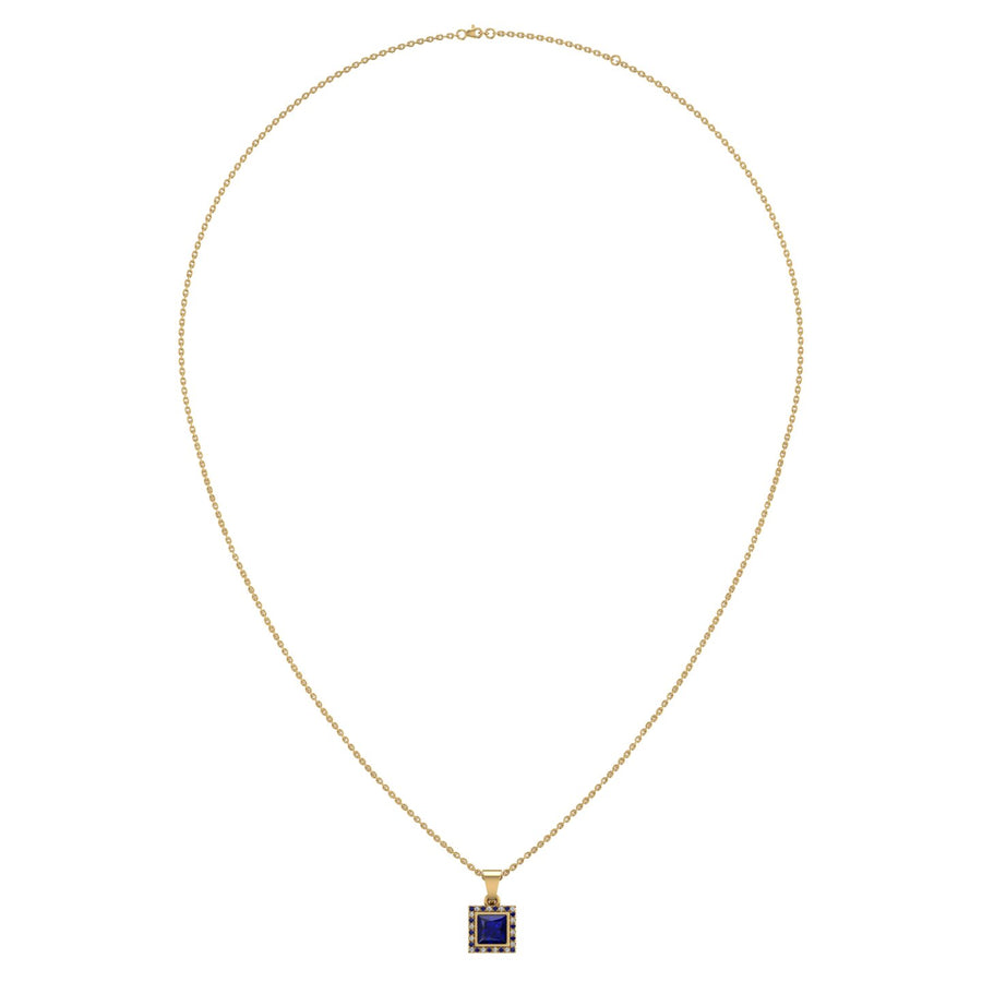 Divine Halo Pendant - Blue Sapphire Princess