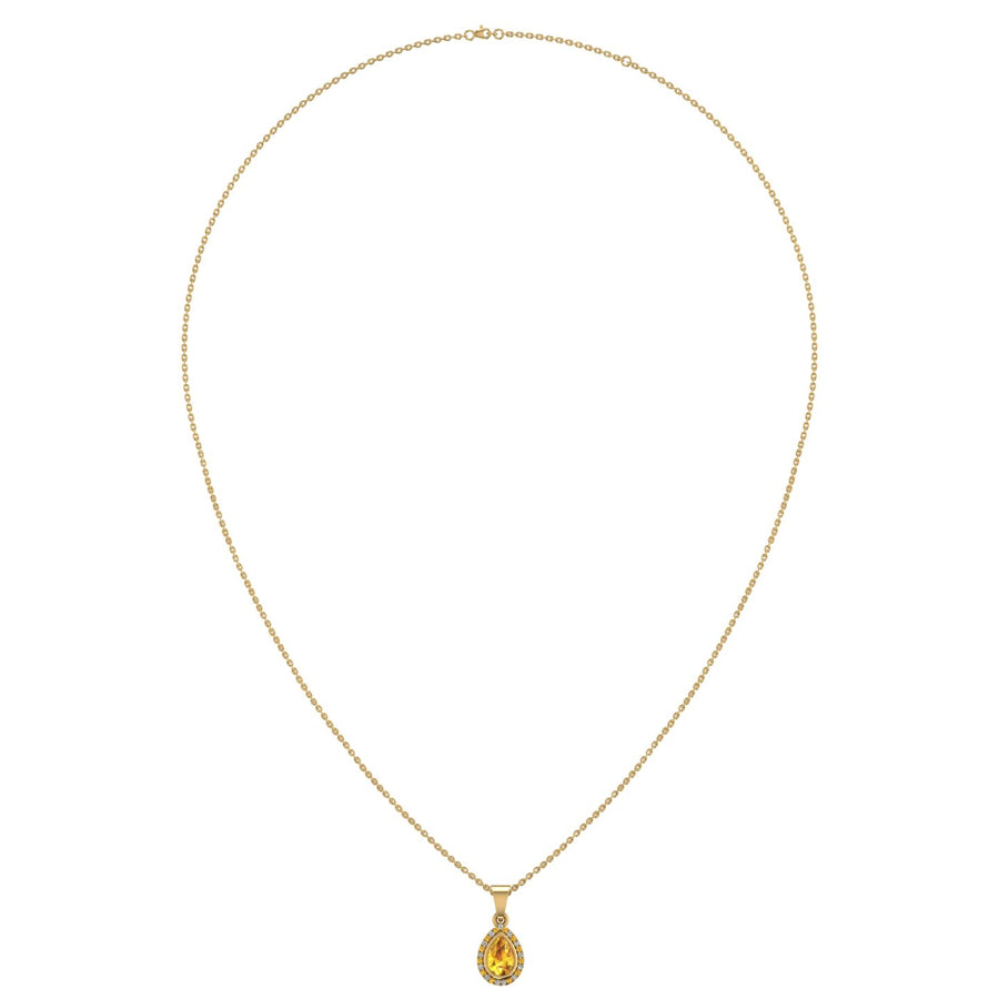 Divine Halo Pendant - Yellow Sapphire Pear