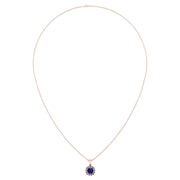 Divine Halo Pendant - Blue Sapphire Cushion
