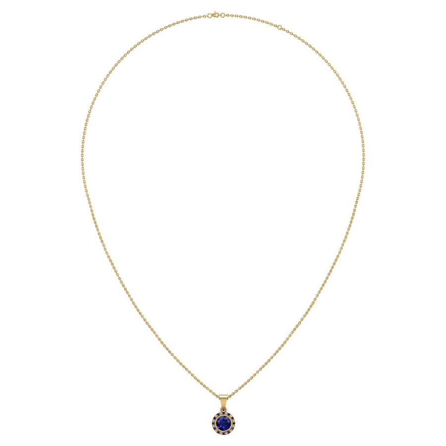 Divine Halo Pendant - Blue Sapphire Round
