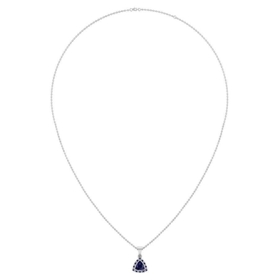 Divine Halo Pendant - Blue Sapphire Trillion