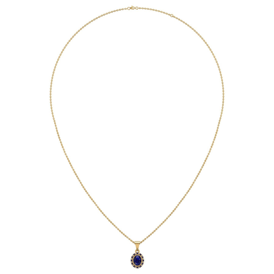 Divine Halo Pendant - Blue Sapphire Oval