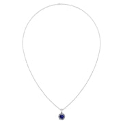 Divine Halo Pendant - Blue Sapphire Cushion