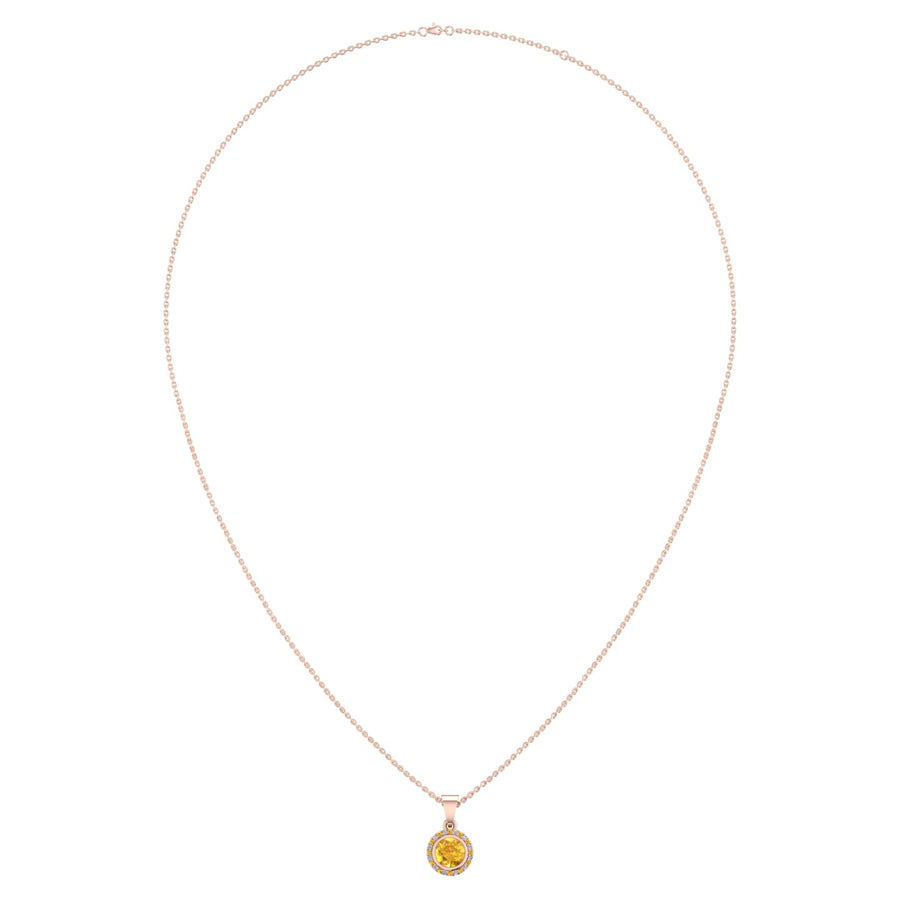Divine Halo Pendant - Yellow Sapphire Round