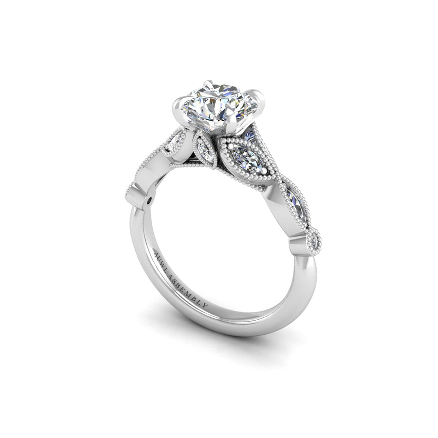 Floral Engagement Ring in White Gold- AUWL Assembly