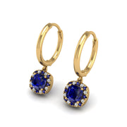 Blue Sapphire Hoop Earrings in Cushion Cut 18k yellow gold, Zodiac Birthstone Ring, designed for women, perfect astrology jewelry from Celestial Vibe collection at AUWL assembly