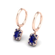 Blue Sapphire Hoop Earrings in Emerald Cut 18k rose gold, Zodiac Birthstone Ring, designed for women, perfect astrology jewelry from Celestial Vibe collection at AUWL assembly