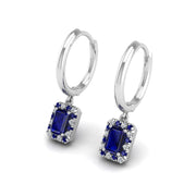 Blue Sapphire Hoop Earrings in Emerald Cut 18k white gold, Zodiac Birthstone Ring, designed for women, perfect astrology jewelry from Celestial Vibe collection at AUWL assembly