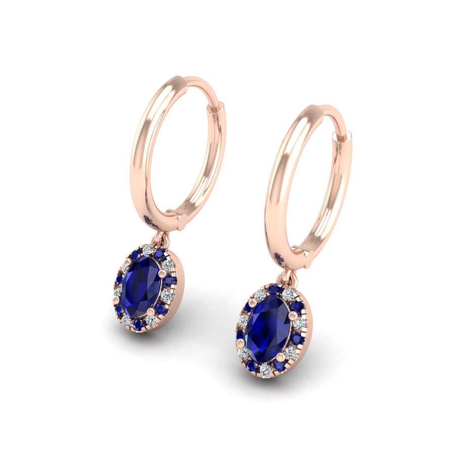 Blue Sapphire Hoop Earrings in Oval Cut 18k rose gold, Zodiac Birthstone Ring, designed for women, perfect astrology jewelry from Celestial Vibe collection at AUWL assembly