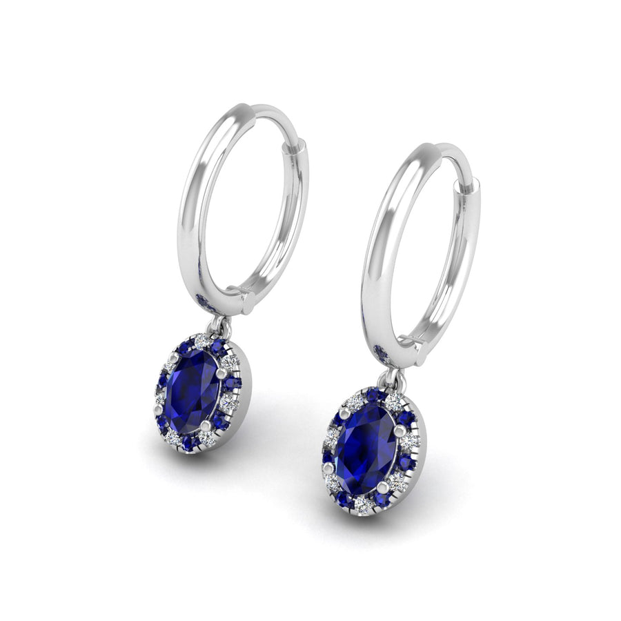Blue Sapphire Hoop Earrings in Oval Cut 18k white gold, Zodiac Birthstone Ring, designed for women, perfect astrology jewelry from Celestial Vibe collection at AUWL assembly