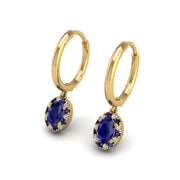 Blue Sapphire Hoop Earrings in Oval Cut 18k yellow gold, Zodiac Birthstone Ring, designed for women, perfect astrology jewelry from Celestial Vibe collection at AUWL assembly