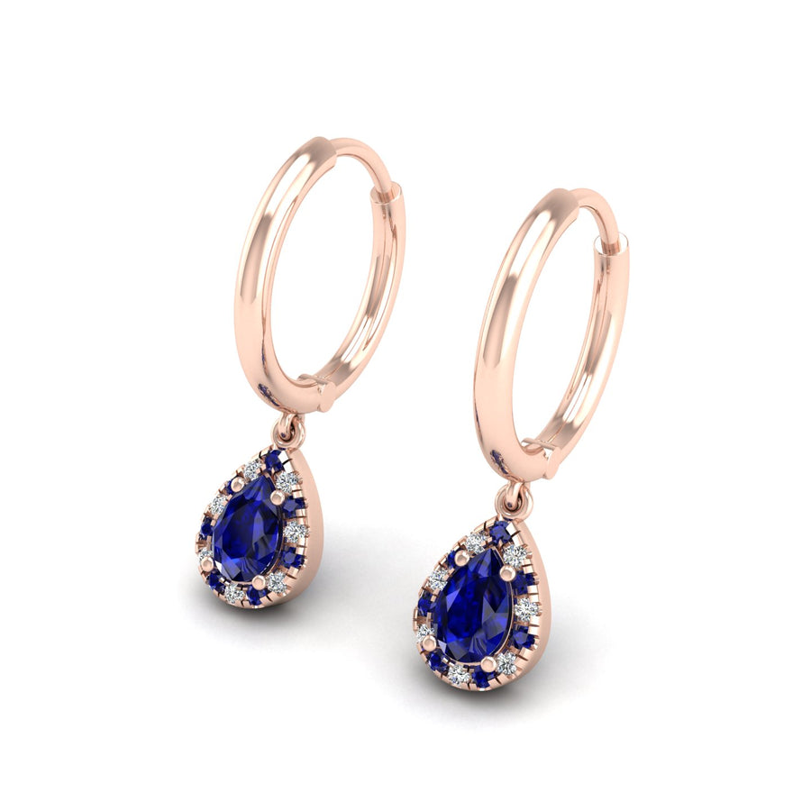 Blue Sapphire Hoop Earrings in Pear Cut 18k rose gold, Zodiac Birthstone Ring, designed for women, perfect astrology jewelry from Celestial Vibe collection at AUWL assembly