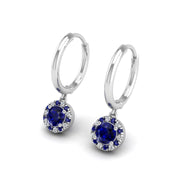 Blue Sapphire Hoop Earrings in Round Cut 18k white gold, Zodiac Birthstone Ring, designed for women, perfect astrology jewelry from Celestial Vibe collection at AUWL assembly