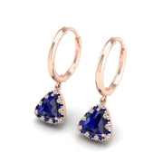 Blue Sapphire Hoop Earrings in Trillion Cut 18k rose gold, Zodiac Birthstone Ring, designed for women, perfect astrology jewelry from Celestial Vibe collection at AUWL assembly