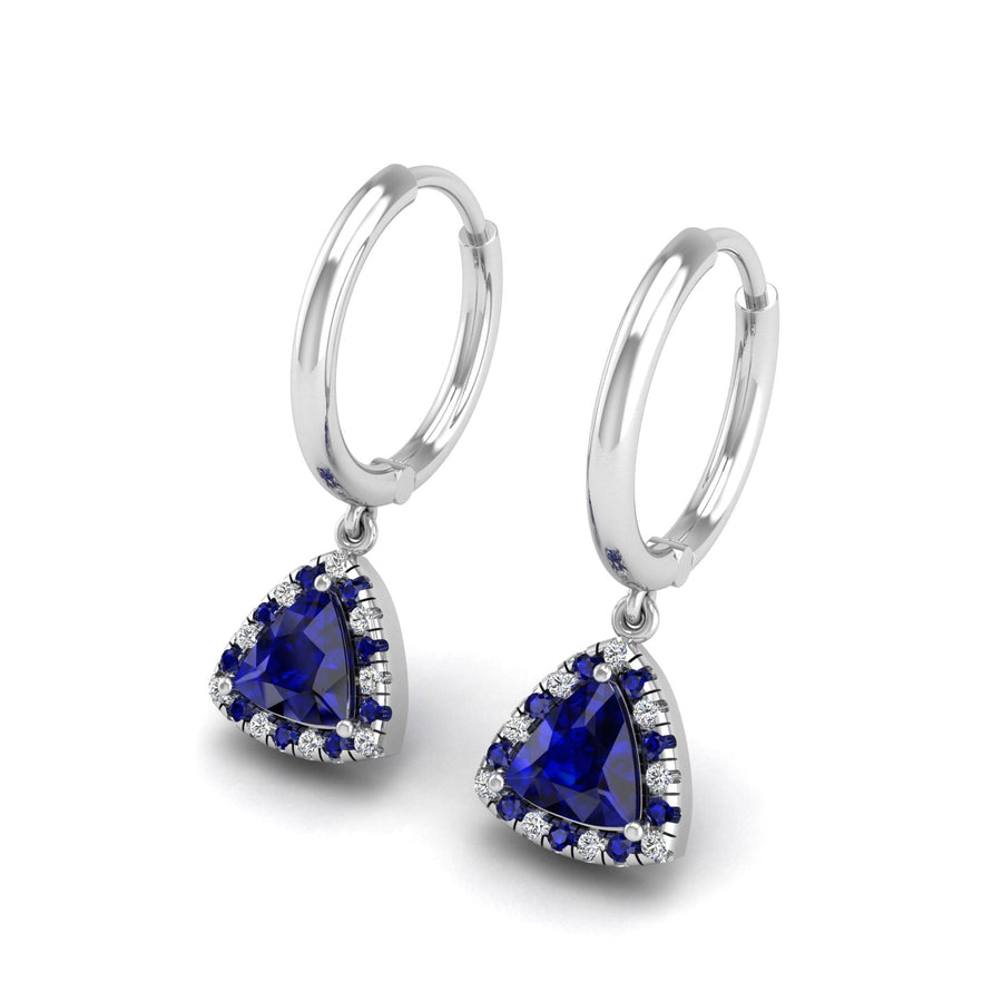Blue Sapphire Hoop Earrings in Trillion Cut 18k white gold, Zodiac Birthstone Ring, designed for women, perfect astrology jewelry from Celestial Vibe collection at AUWL assembly