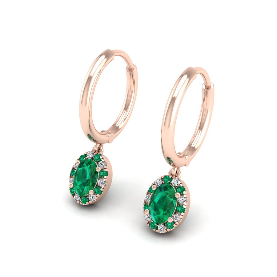 Emerald Hoop Earrings in Oval Cut 18k rose gold, Zodiac Birthstone Ring, designed for women, perfect astrology jewelry from Celestial Vibe collection at AUWL Assembly