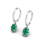 Emerald Hoop Earrings in Oval Cut 18k white gold, Zodiac Birthstone Ring, designed for women, perfect astrology jewelry from Celestial Vibe collection at AUWL Assembly