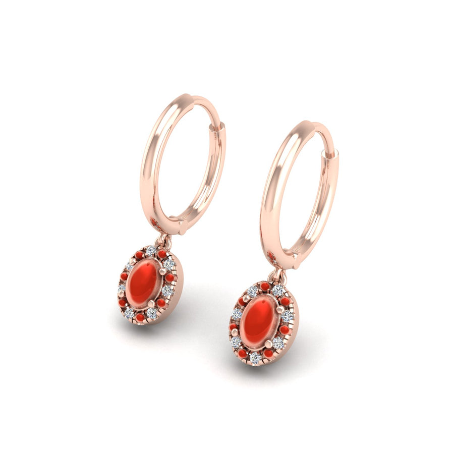 Red Coral Hoop Earrings in Oval Cut 18k rose gold, Zodiac Birthstone Ring, designed for women, perfect astrology jewelry from Celestial Vibe collection at AUWL assembly