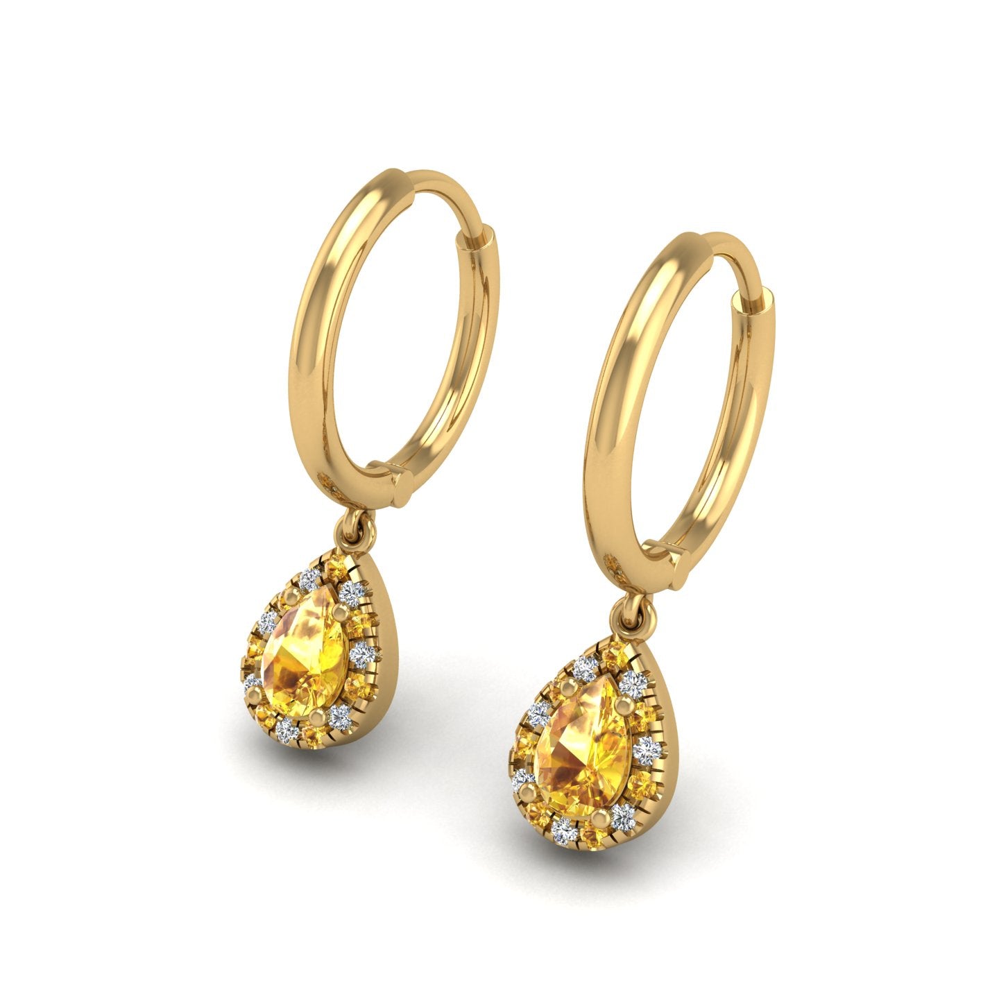 Yellow Sapphire Hoop Earrings in Pear Cut 18k yellow gold, Zodiac Birthstone Ring, designed for women, perfect astrology jewelry from Celestial Vibe collection at AUWL assembly