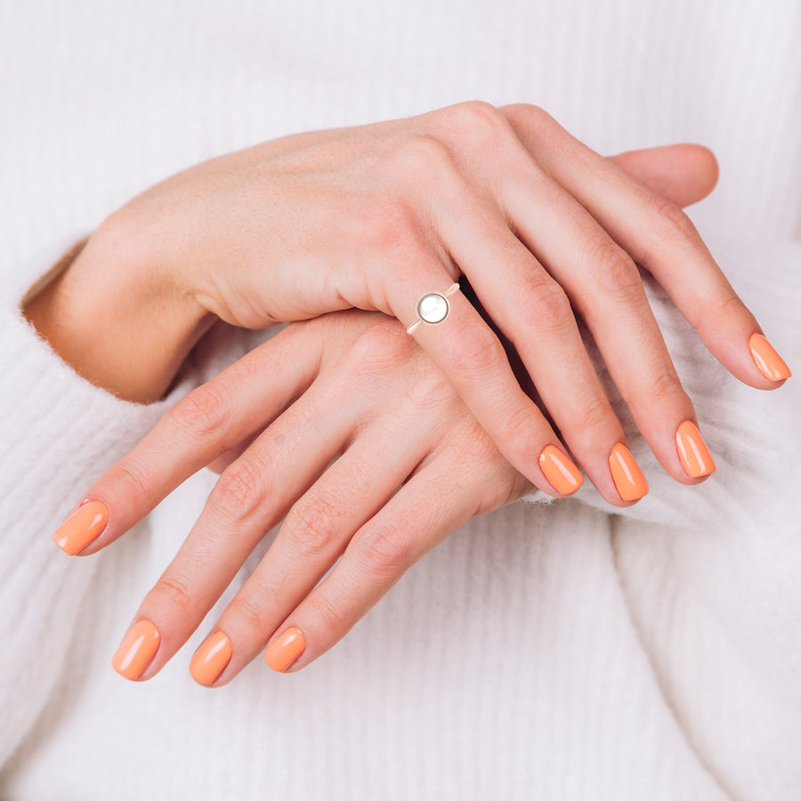 Celestial Solitaire Ring - Pearl Round
