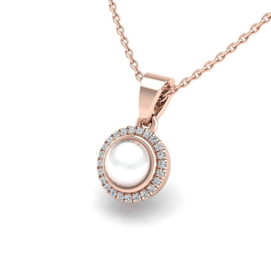 18k rose gold Zodiac birthstone gold chain necklace with pearl-diamond gemstone, designed for women, perfect astrology jewelry from Celestial Vibe collection at AUWL Assembly