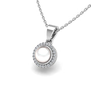 18k white gold Zodiac birthstone gold chain necklace with pearl-diamond gemstone, designed for women, perfect astrology jewelry from Celestial Vibe collection at AUWL Assembly