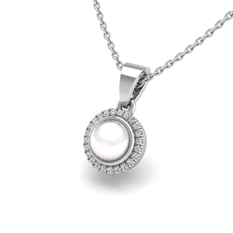 18k white gold Zodiac birthstone gold chain necklace with pearl-diamond gemstone, designed for women, perfect astrology jewelry from Celestial Vibe collection at AUWL Assembly