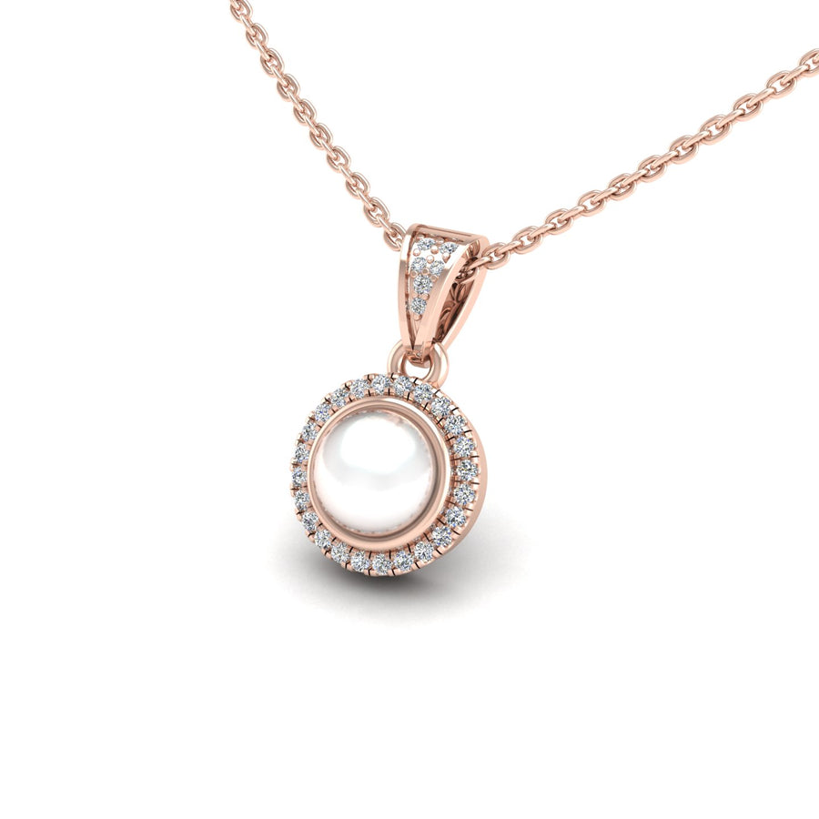 18k rose gold Zodiac birthstone gold chain necklace with pearl, diamond gemstone, designed for women, perfect astrology jewelry from Celestial Vibe collection at AUWL Assembly
