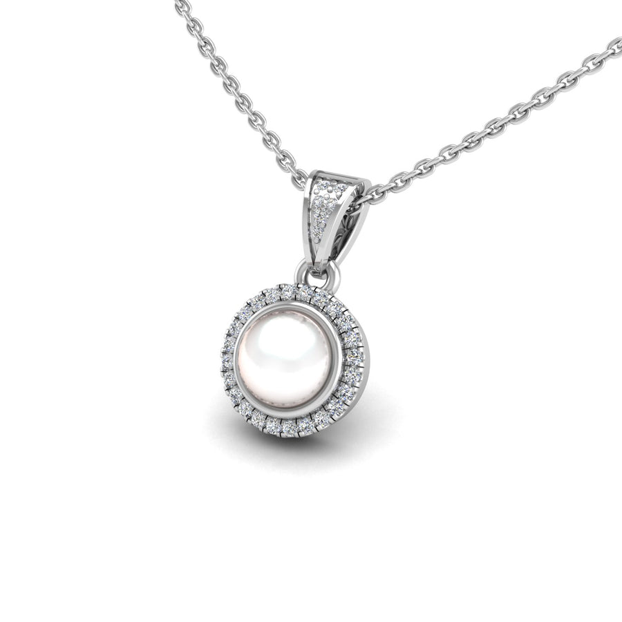 18k white gold Zodiac birthstone gold chain necklace with pearl, diamond gemstone, designed for women, perfect astrology jewelry from Celestial Vibe collection at AUWL Assembly