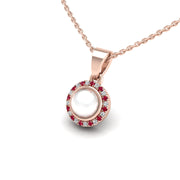 18k rose gold Zodiac birthstone gold chain necklace with pearl-ruby gemstone, designed for women, perfect astrology jewelry from Celestial Vibe collection at AUWL Assembly