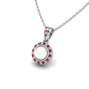 18k white gold Zodiac birthstone gold chain necklace with pearl, ruby gemstone, designed for women, perfect astrology jewelry from Celestial Vibe collection at AUWL Assembly