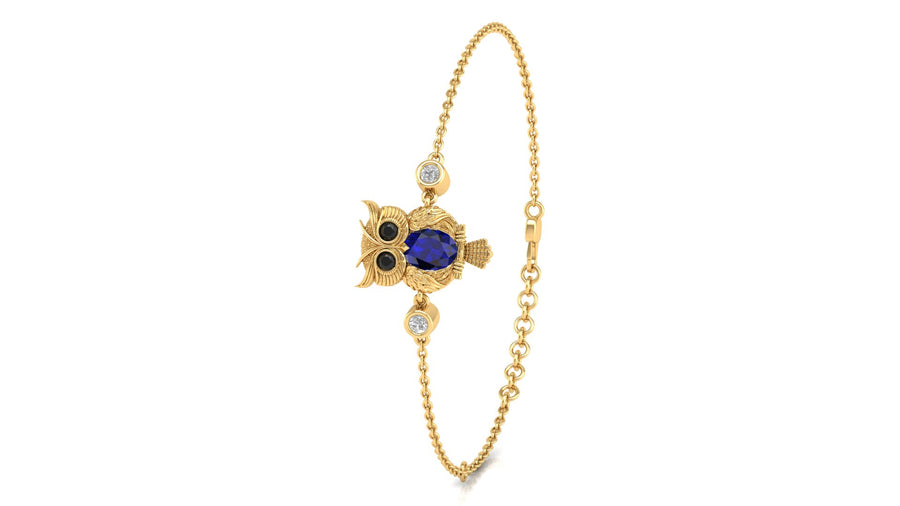 Claricia - Pechaka Owl Bracelet - Blue Sapphire Oval