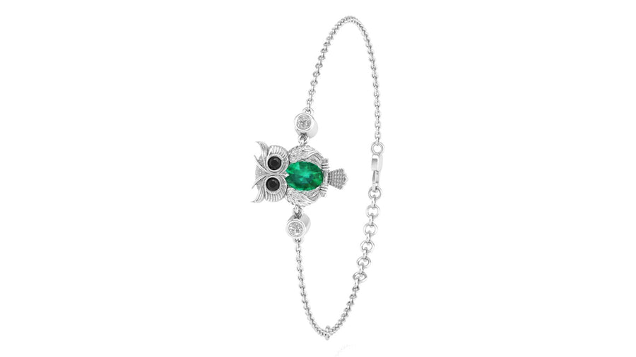 Claricia - Pechaka Owl Bracelet - Emerald Oval