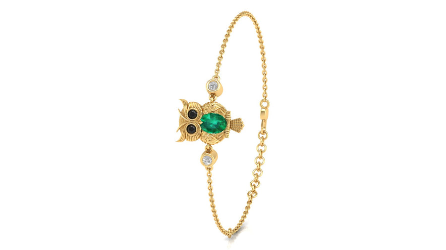 Claricia - Pechaka Owl Bracelet - Emerald Oval