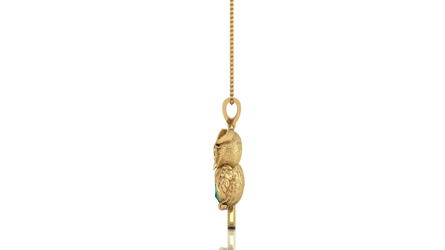 Mercuria - Pechaka Owl Pendant - Emerald Oval