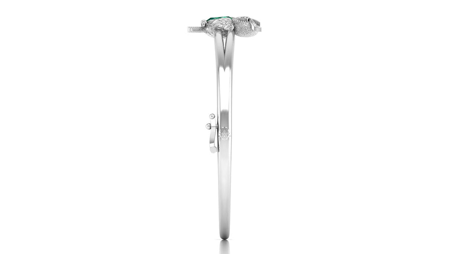 A white gold diamond ring shown in a side profile view against a solid white background.