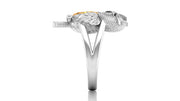 White Gold ring with a yellow sapphire gemstone on a white background
