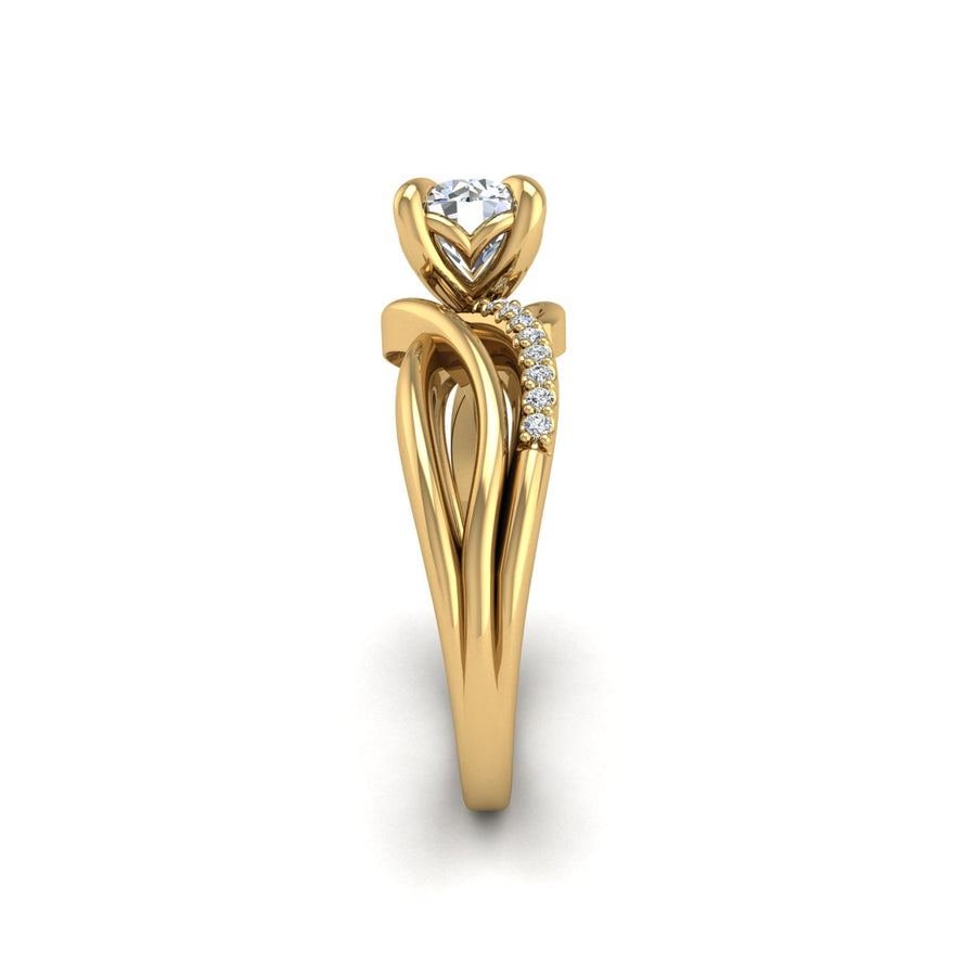 Love Knot Crossover Ring - Diamond Round